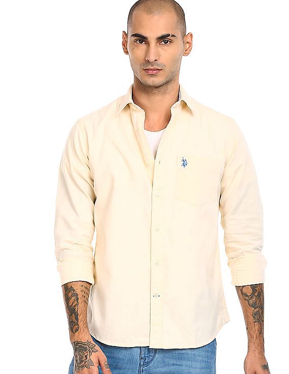 cream polo button down