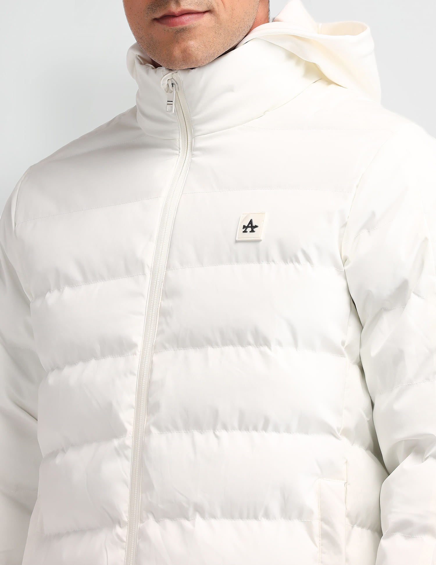 Buy Arrow Sport Solid Hooded Quilted Jacket - NNNOW.com