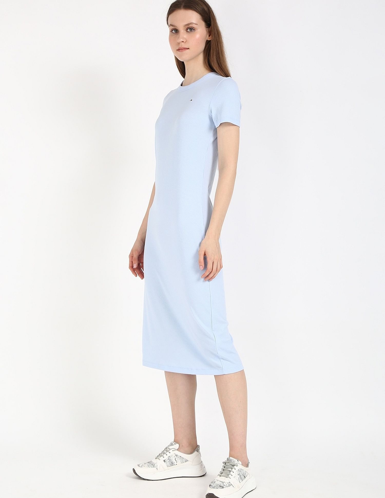 Tommy Hilfiger Cotton Crew Neck Midi Dress