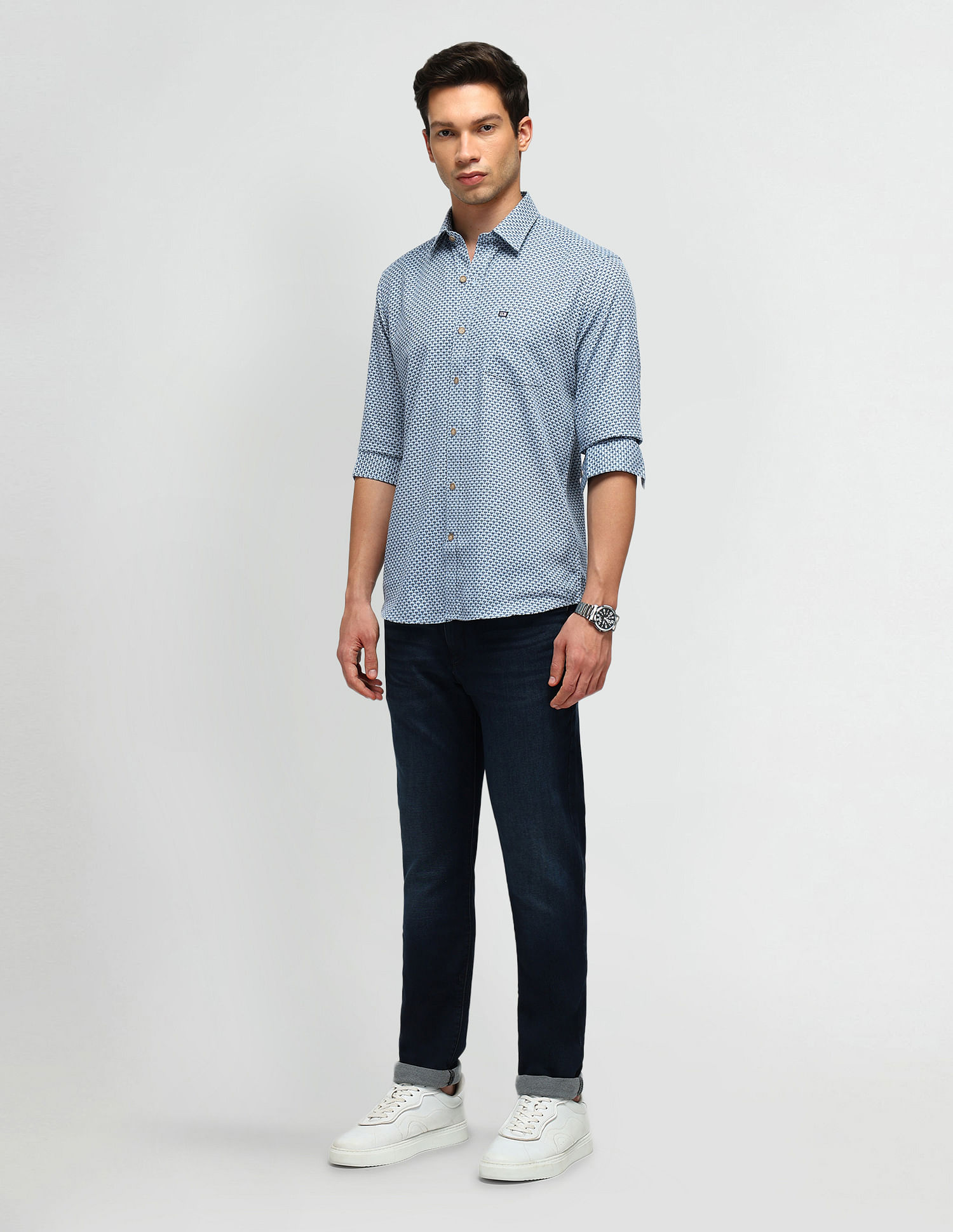 Arrow Sport Slim Fit Geometric Pattern Shirt