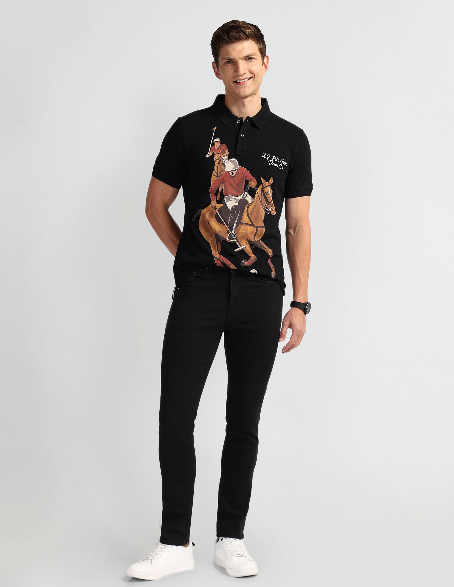 U.S. Polo Assn. Denim Co. Graphic Print Muscle Fit Polo Shirt