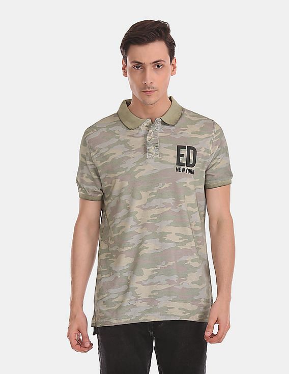 Military Camo Polo T-Shirt Men - Army Camouflage Polo Tee