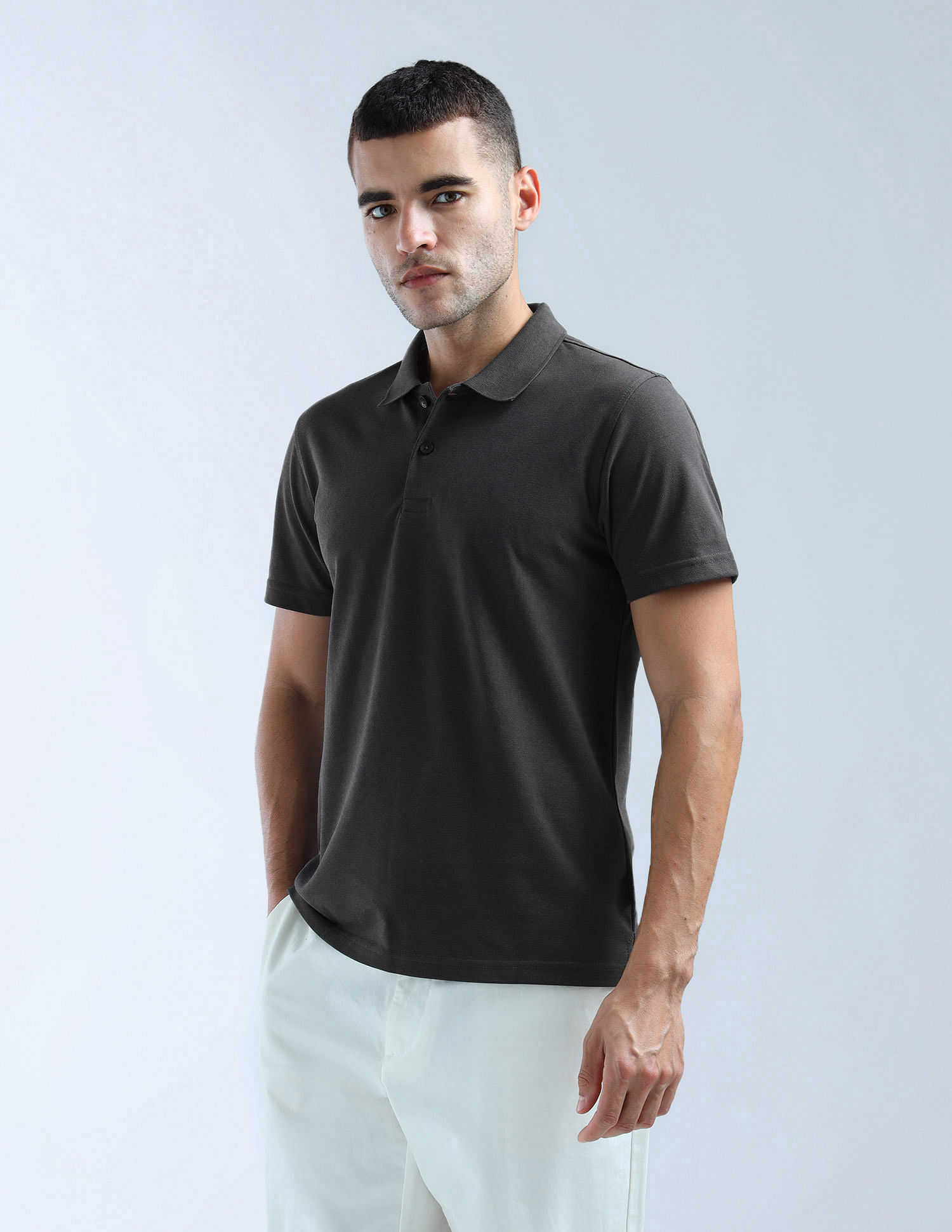 Flying Machine Solid Regular Fit Polo Shirt