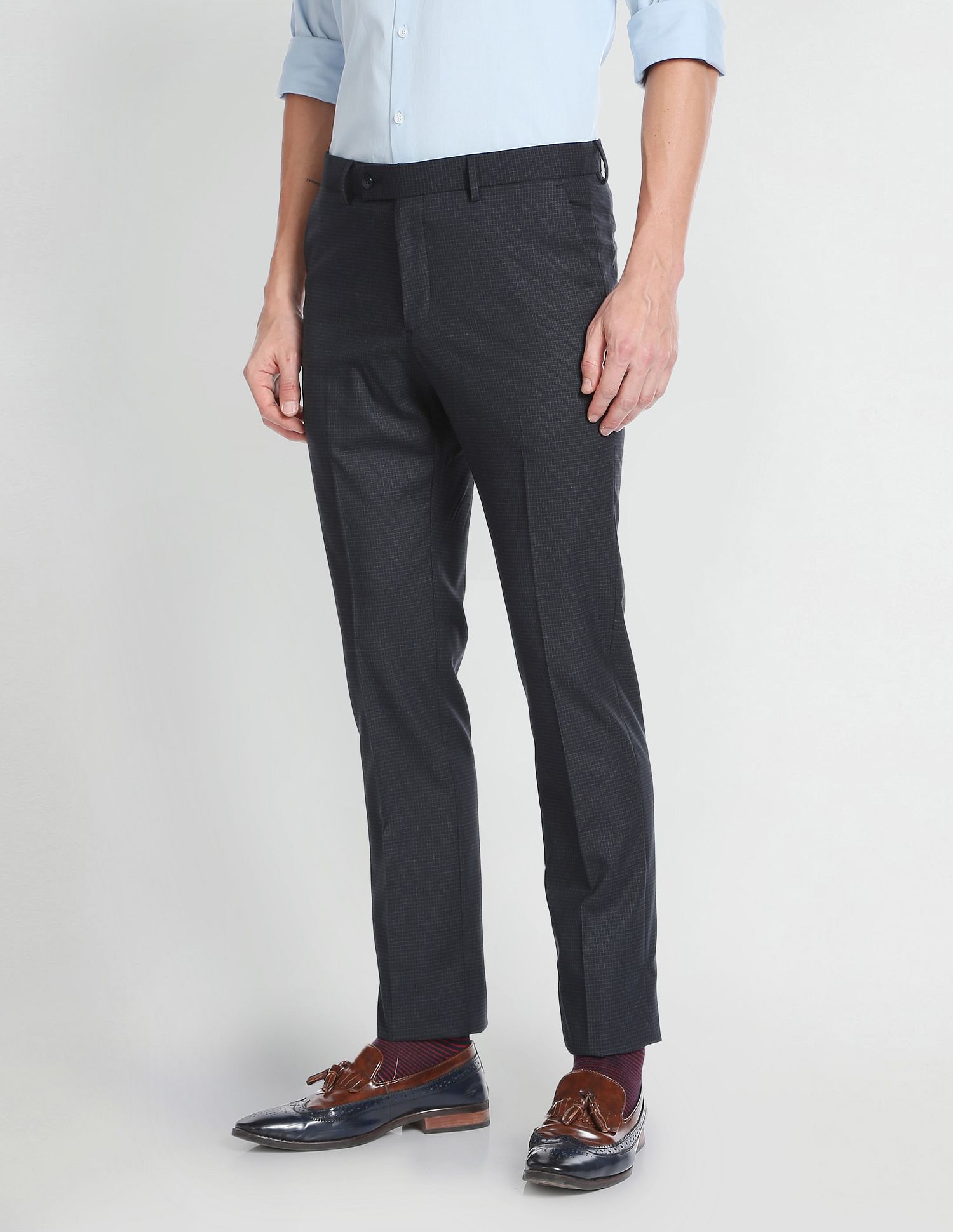 Arrow Micro Check Dobby Formal Trousers