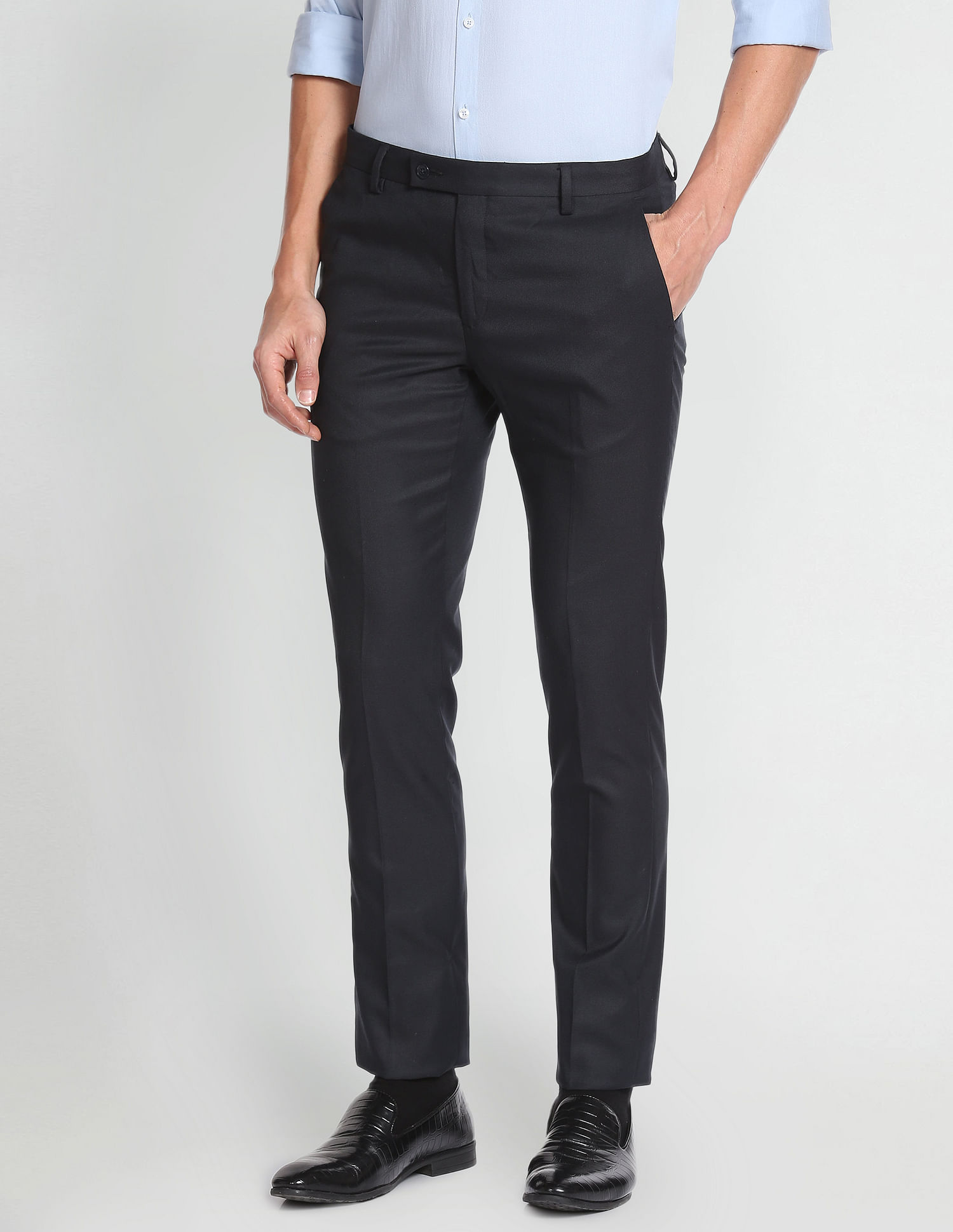 Buy Arrow Sport Mens Solid Black Slim Fit Casual Trousers Online - Lulu  Hypermarket India