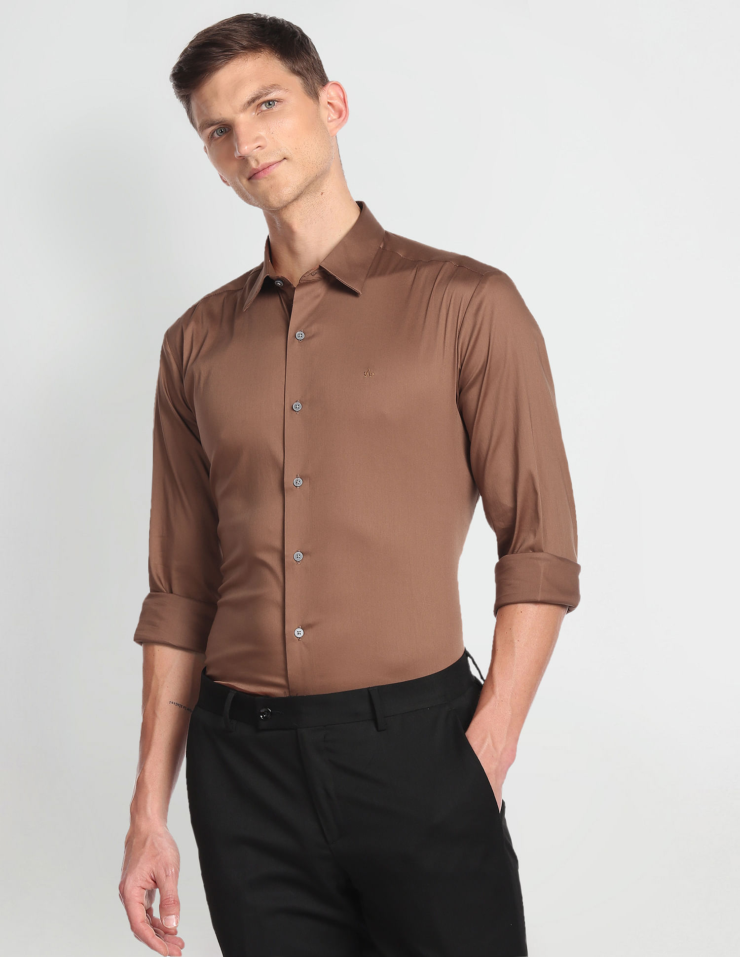 Buy Arrow Newyork Satin Stretch Slim Fit Formal Shirt - NNNOW.com