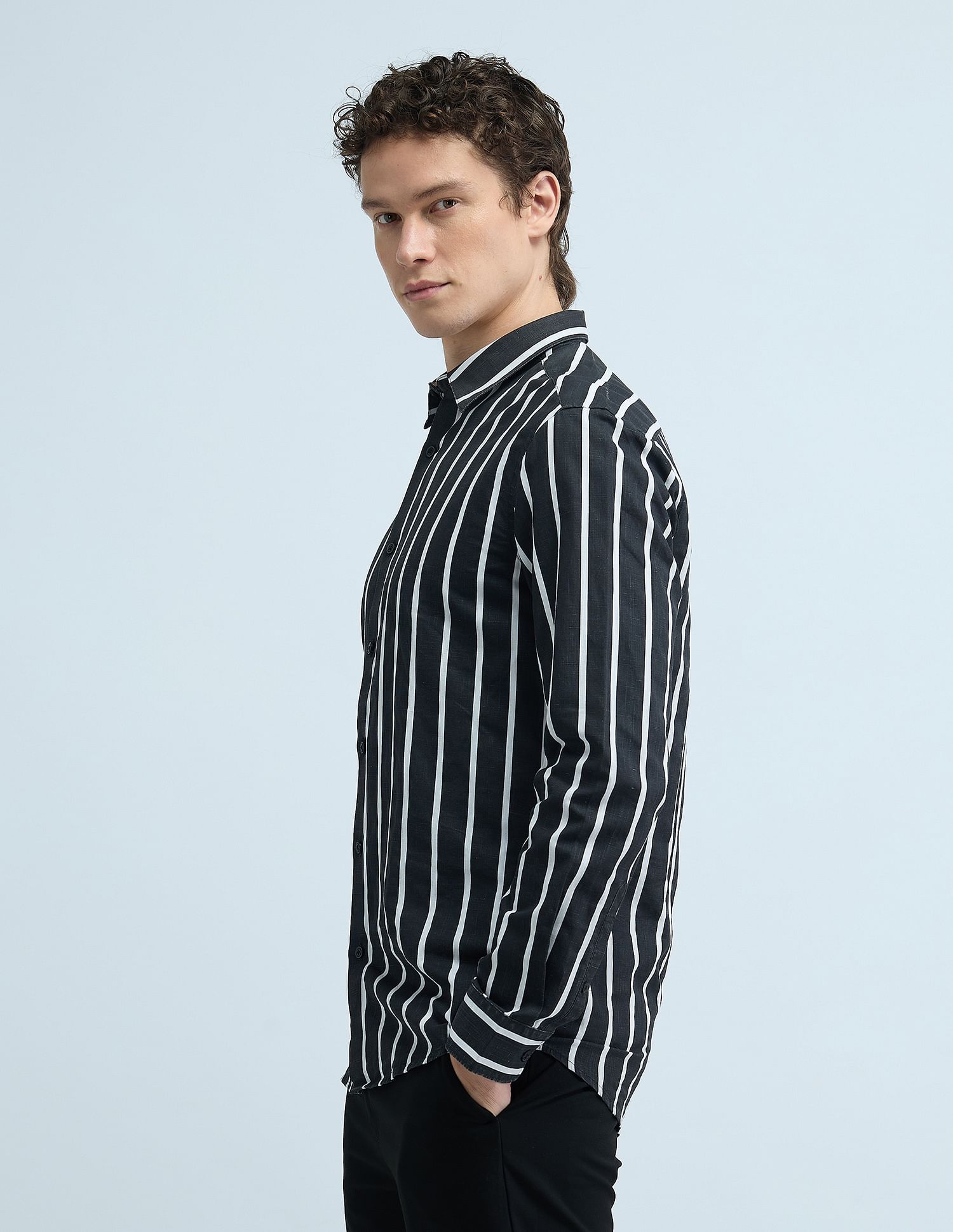 Flying Machine Vertical Stripe Slim Fit Shirt