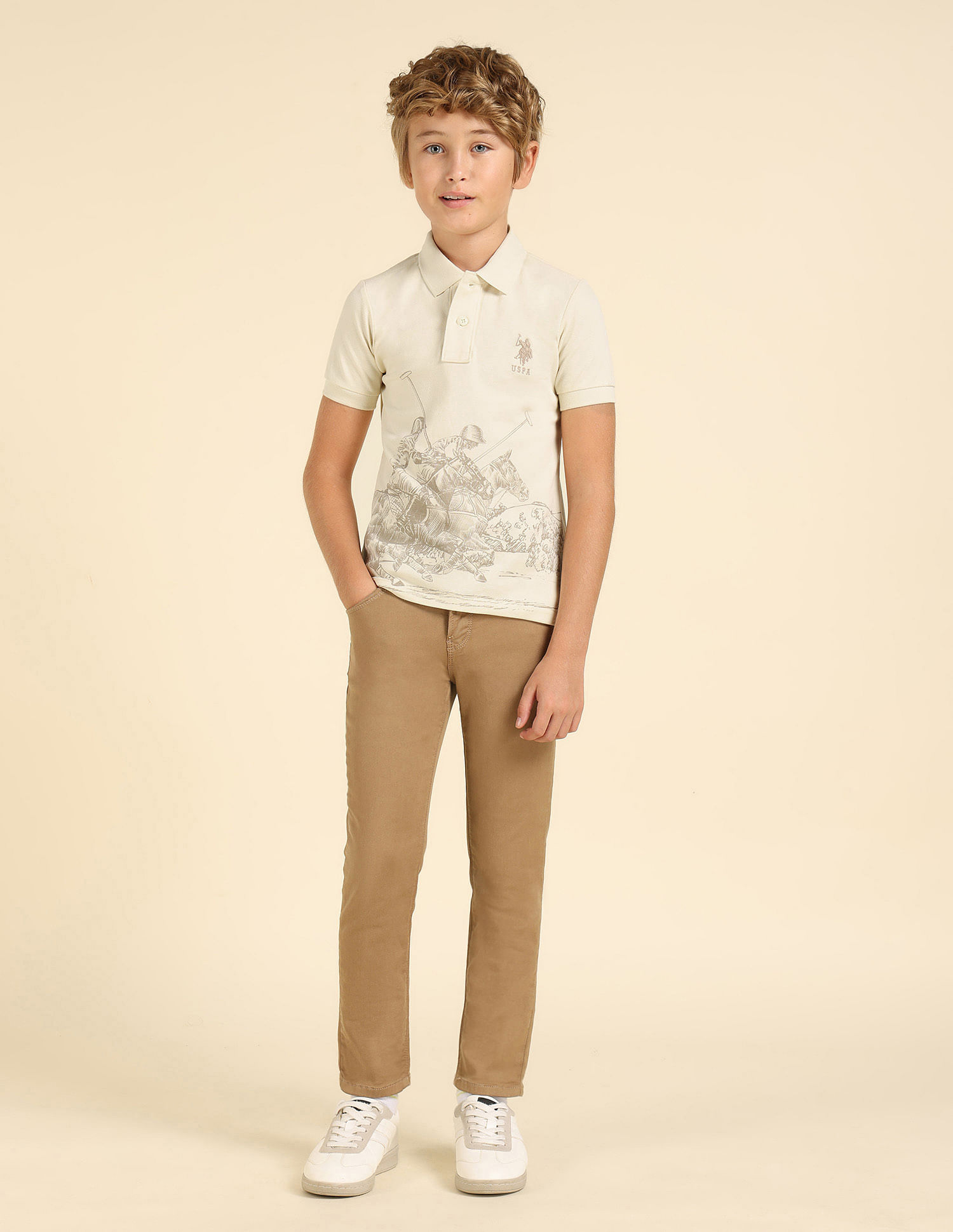 U.S. Polo Assn. Kids Boys Graphic Printed Regular Fit Polo Shirt
