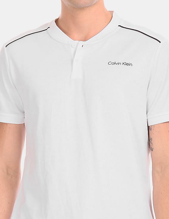 Calvin Klein Men White Solid Henley T-Shirt