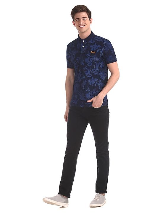 Buy Aeropostale Blue Floral Print Pique Polo Shirt - NNNOW.com Buy Aeropostale Blue Floral Print Pique Polo Shirt - NNNOW.com
