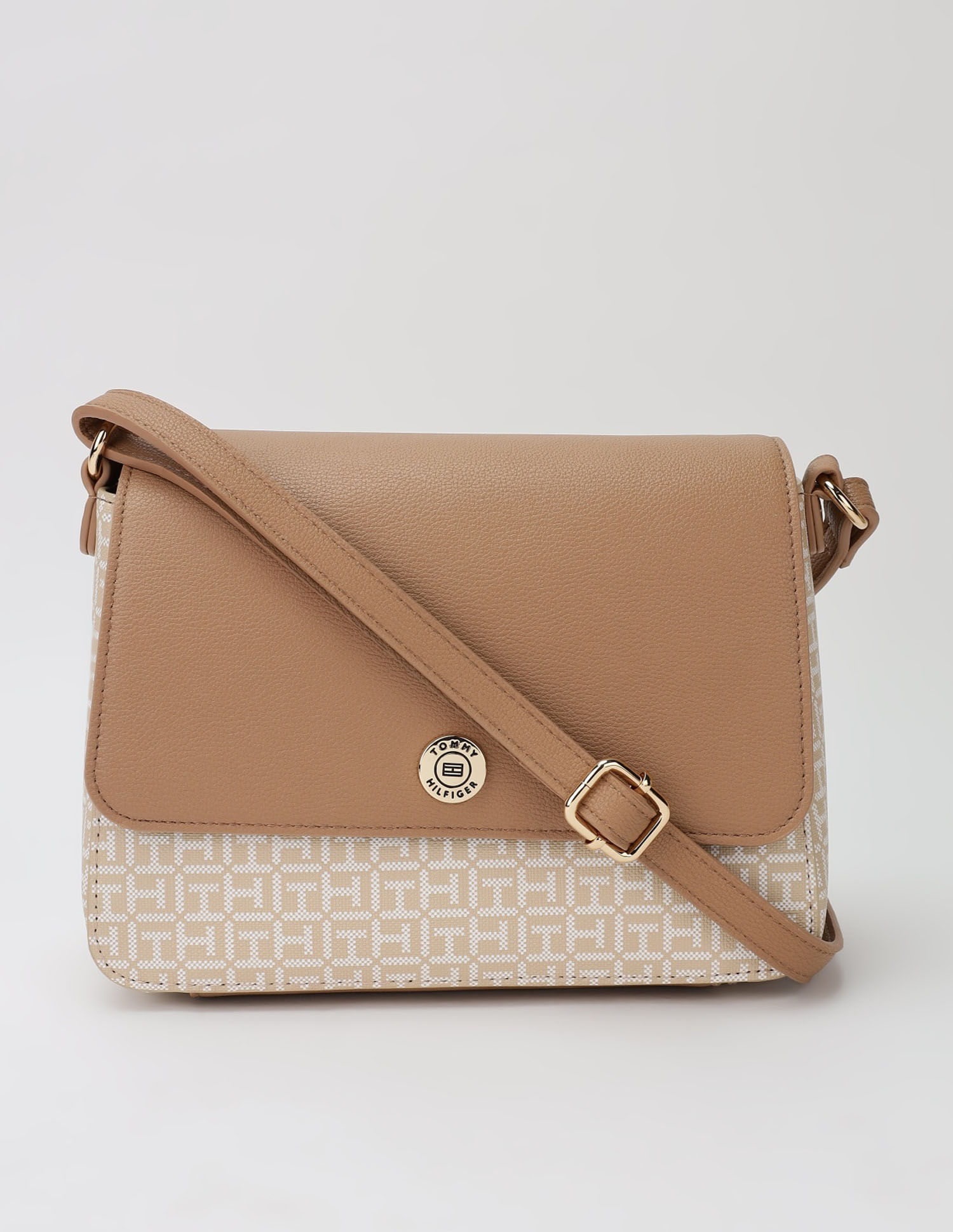 Tommy Hilfiger Logo Beige Pvc Sling Bag