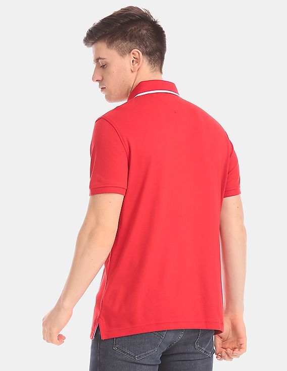 Tommy Hilfiger Mens Custom Fit Solid Color Polo Shirt Men Shirts