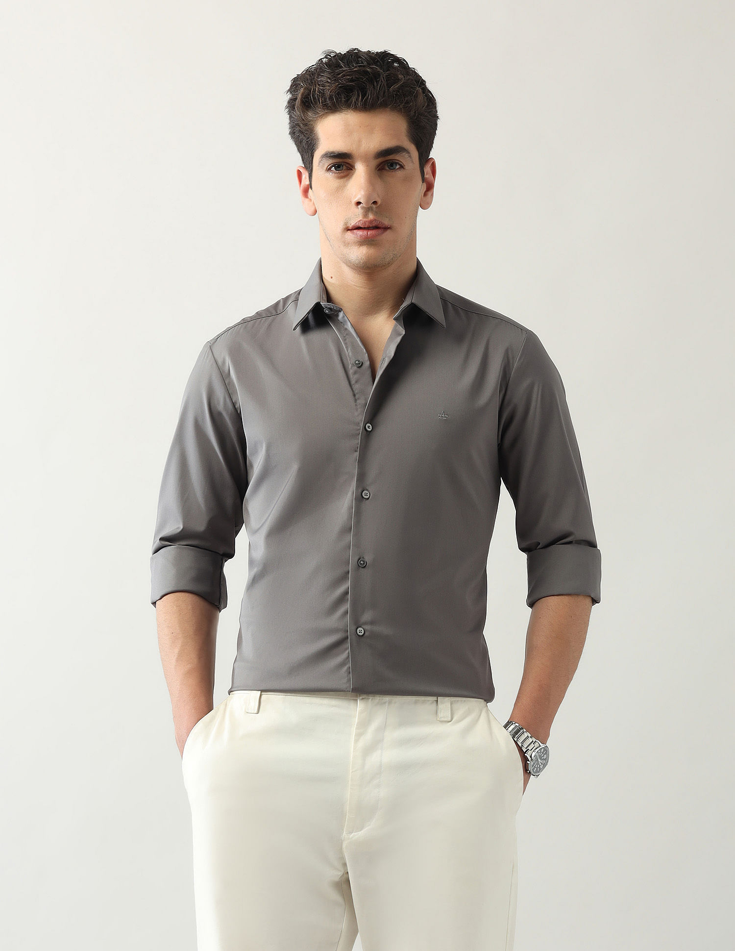 Arrow Newyork Textured Manhattan Slim Fit Shirt