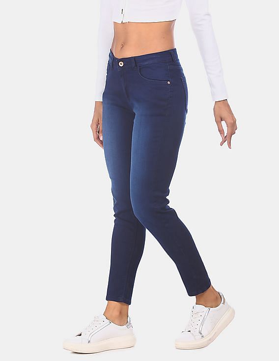 Flying Machine Women Mid Rise Veronica Skinny Fit Stone Wash Jeans
