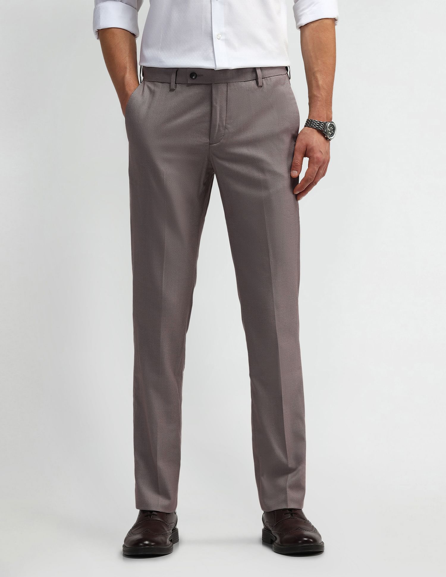 Arrow Solid Mid Rise Trousers