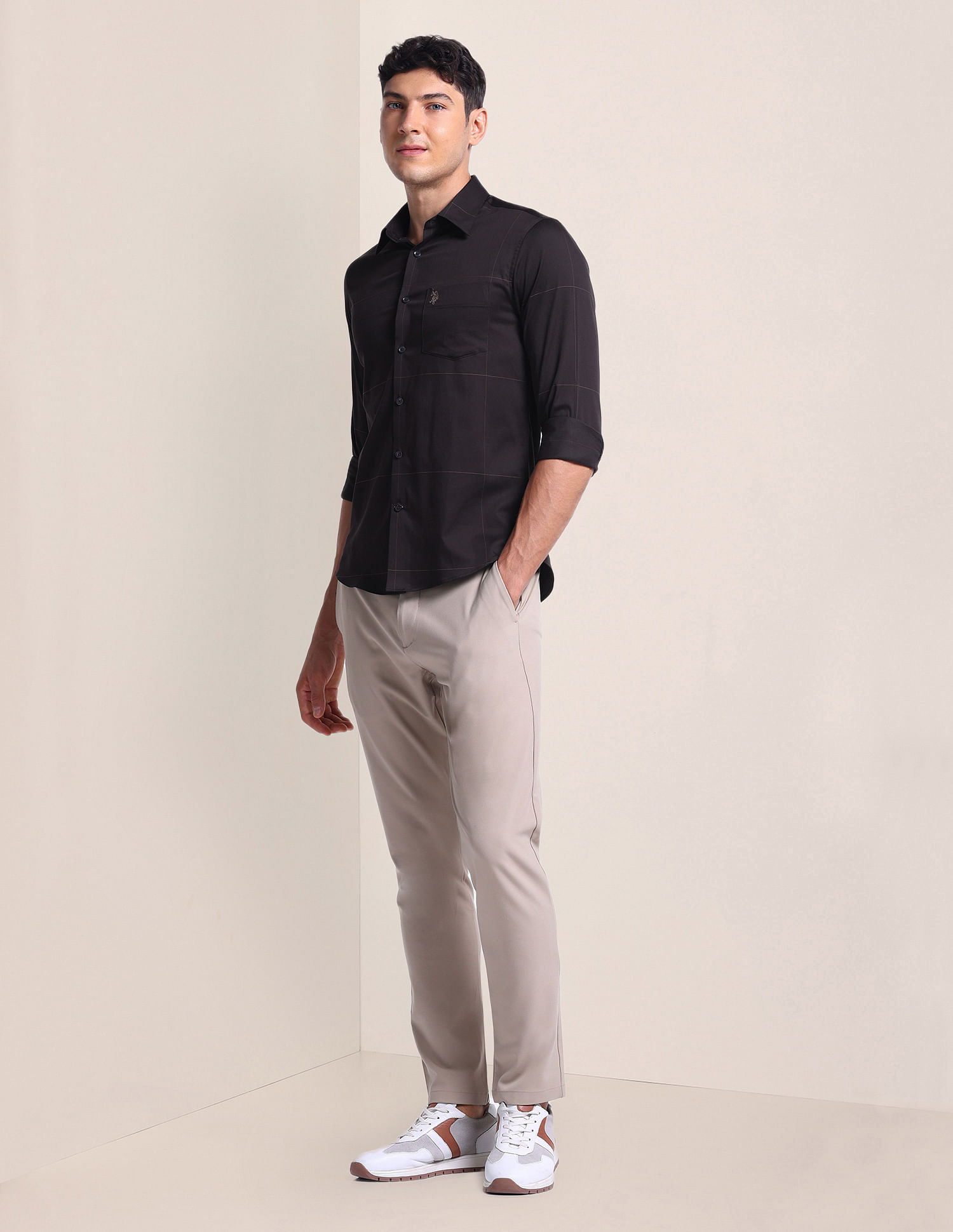 U.S. Polo Assn. Windowpane Check Twill Shirt
