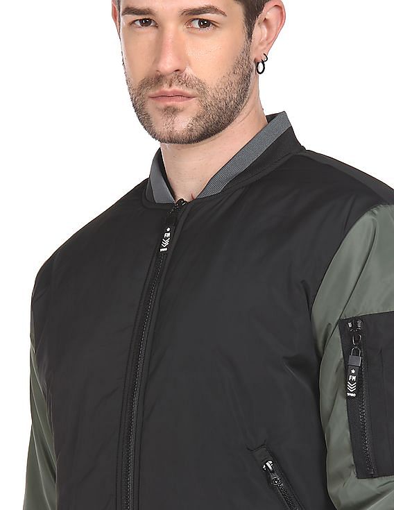 TIMBERLAND - Men's bomber jacket with contrasting cuffs and hem 