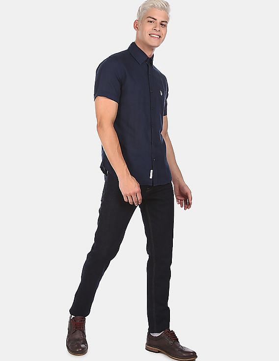 U.S. Polo Assn. Short Sleeve Cotton Linen Shirt
