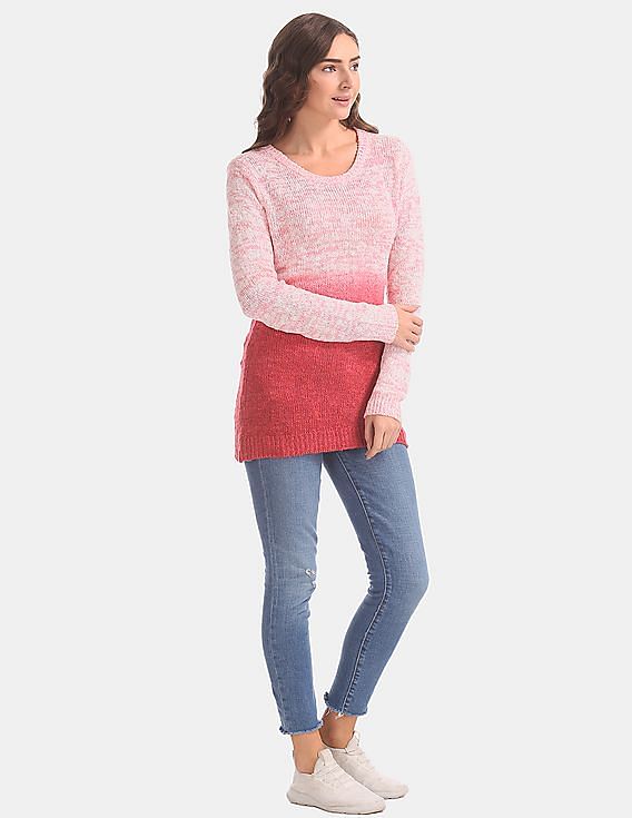 U.S. Polo Assn. Women Ombre Patterned Knit Sweater