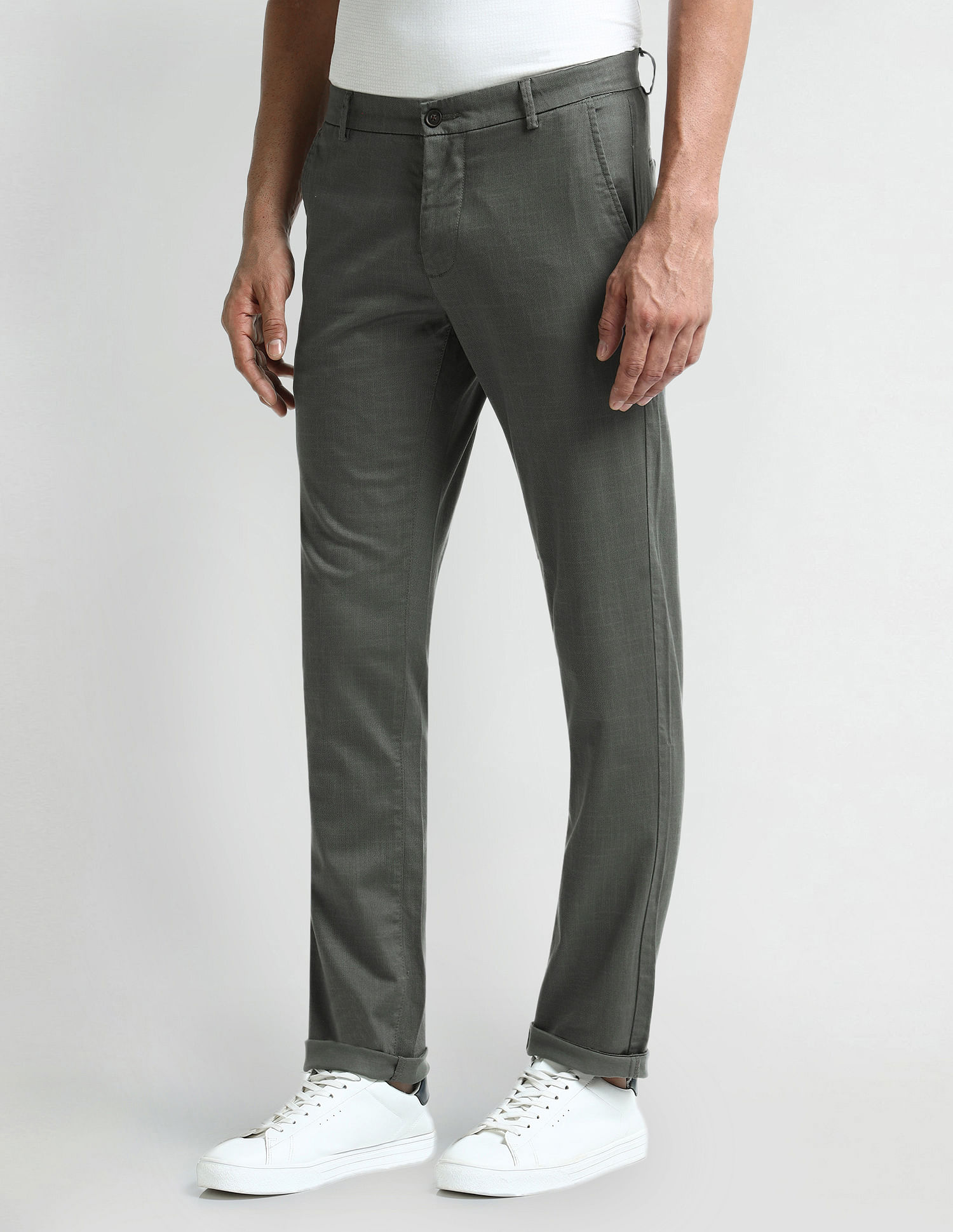 Arrow Sport Mid Rise Slim Fit Trousers