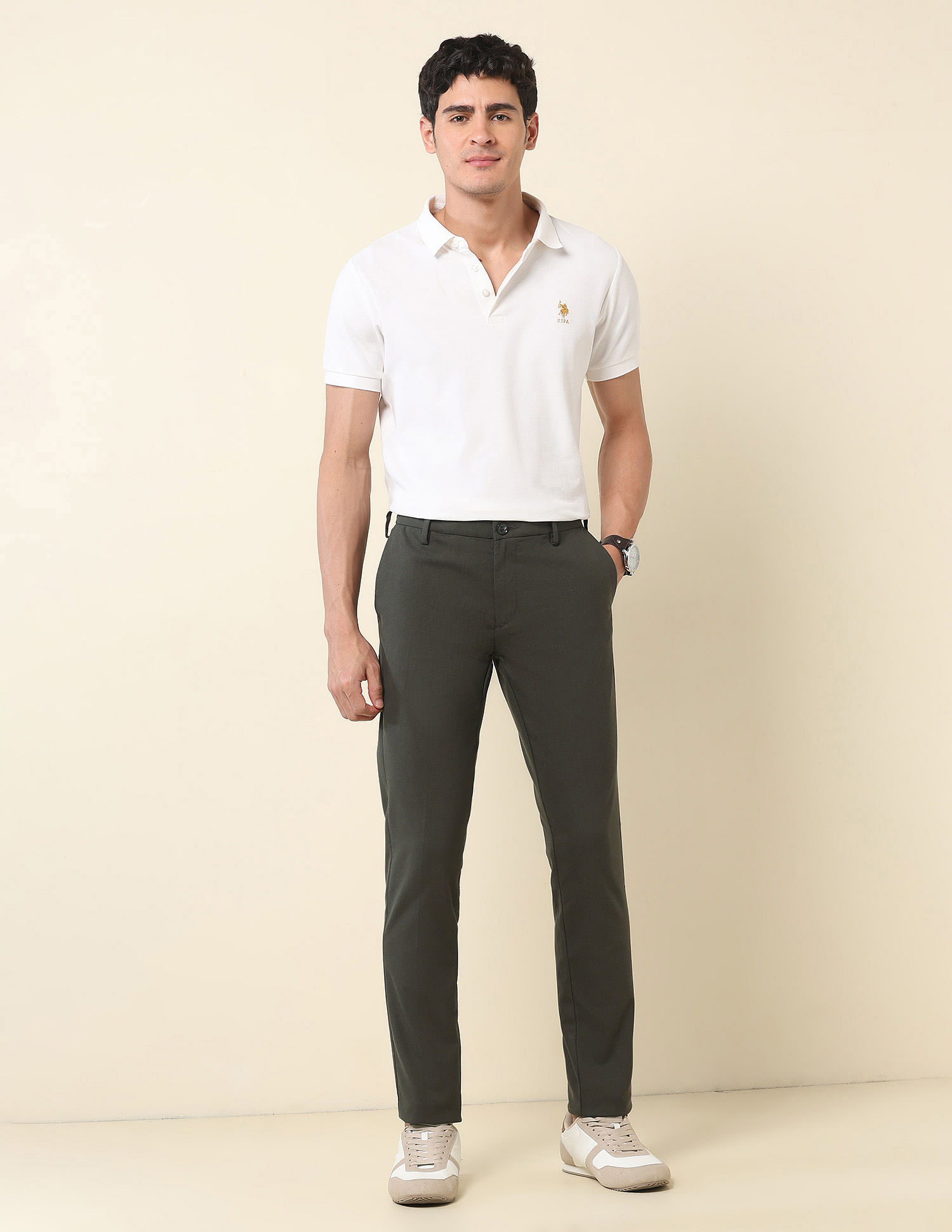 U.S. Polo Assn. Austin Slim Fit Solid Trousers