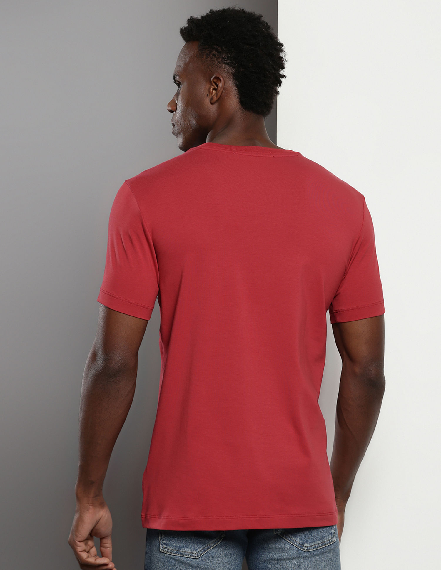 Calvin Klein Monogram Print Cotton Stretch T-Shirt