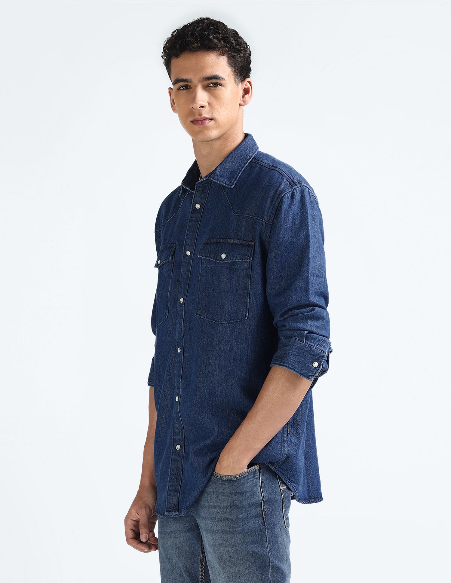 Flying Machine Brand Printed Denim Shirt