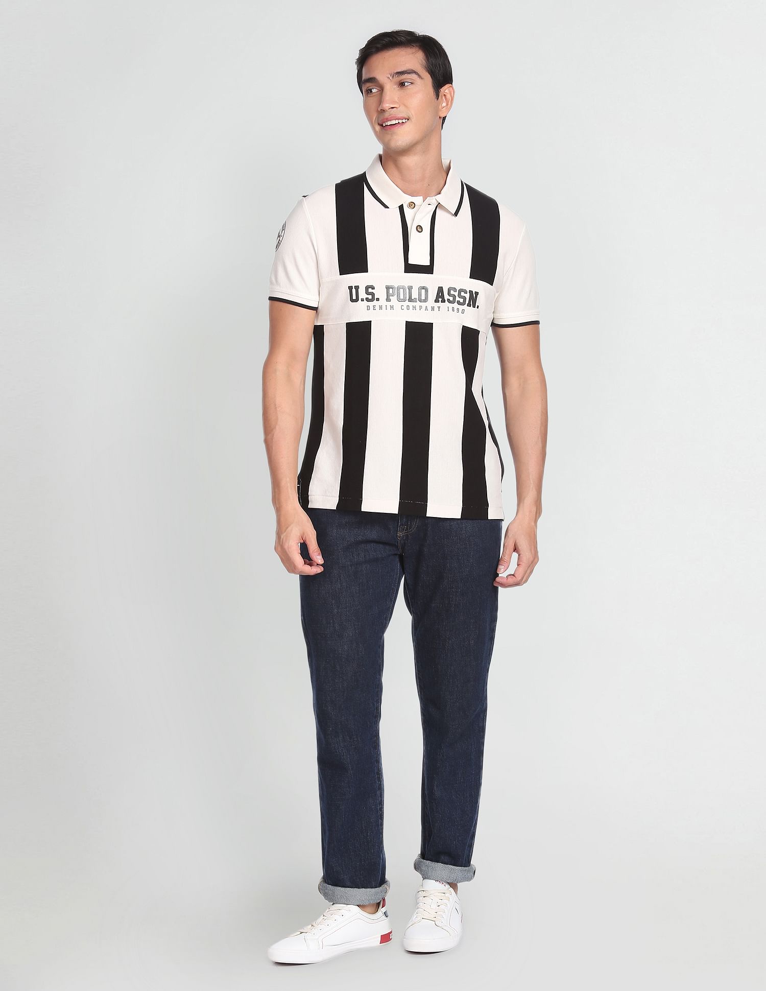 U.S. Polo Assn. Denim Co. Iconic Vertical Stripe Polo Shirt