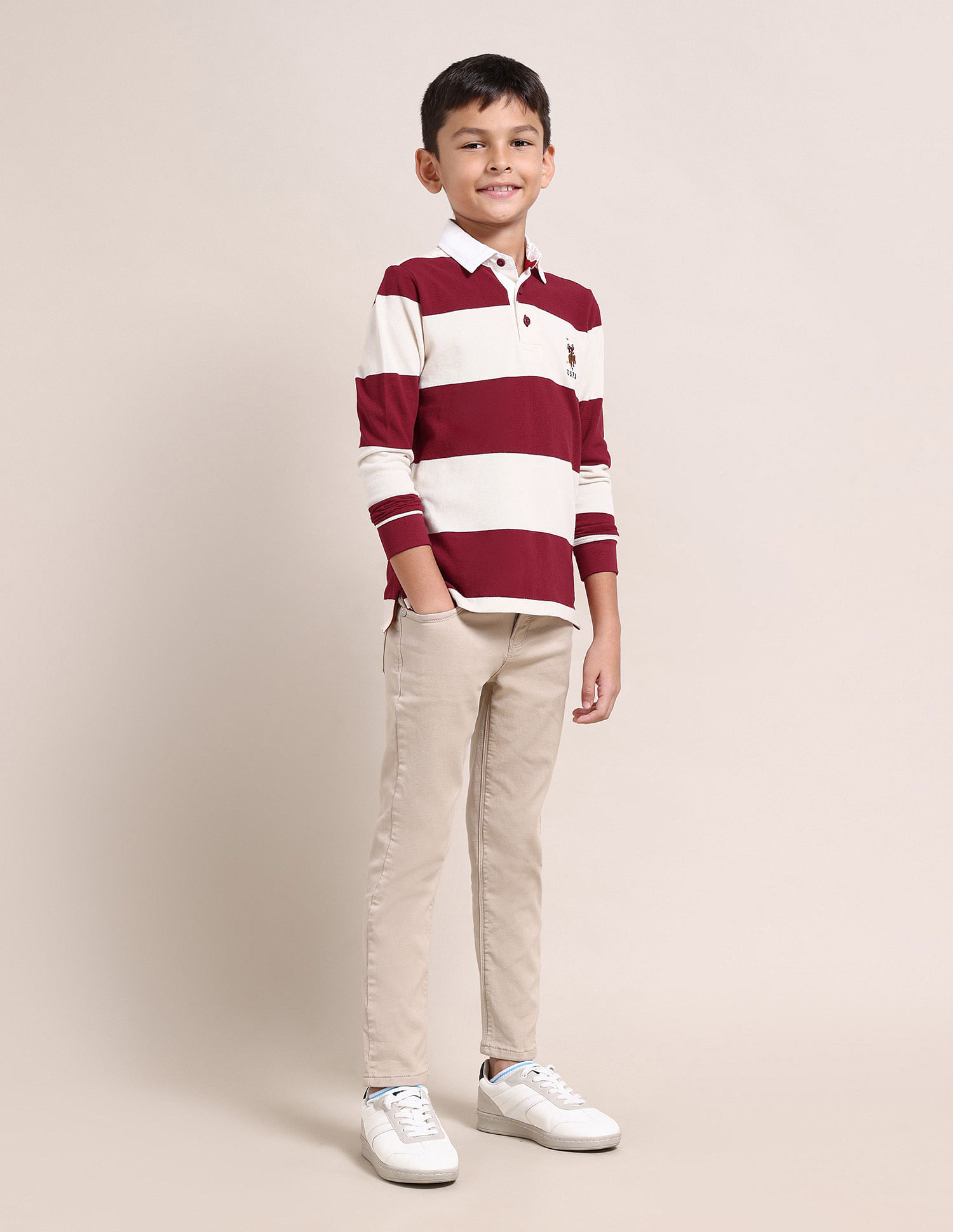 U.S. Polo Assn. Kids Boys Horizontal Striped Polo Shirt