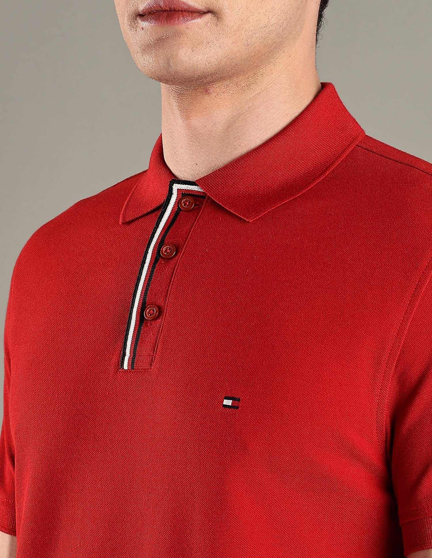 Tommy Hilfiger Solid Regular-Fit Cotton Polo T-Shirt