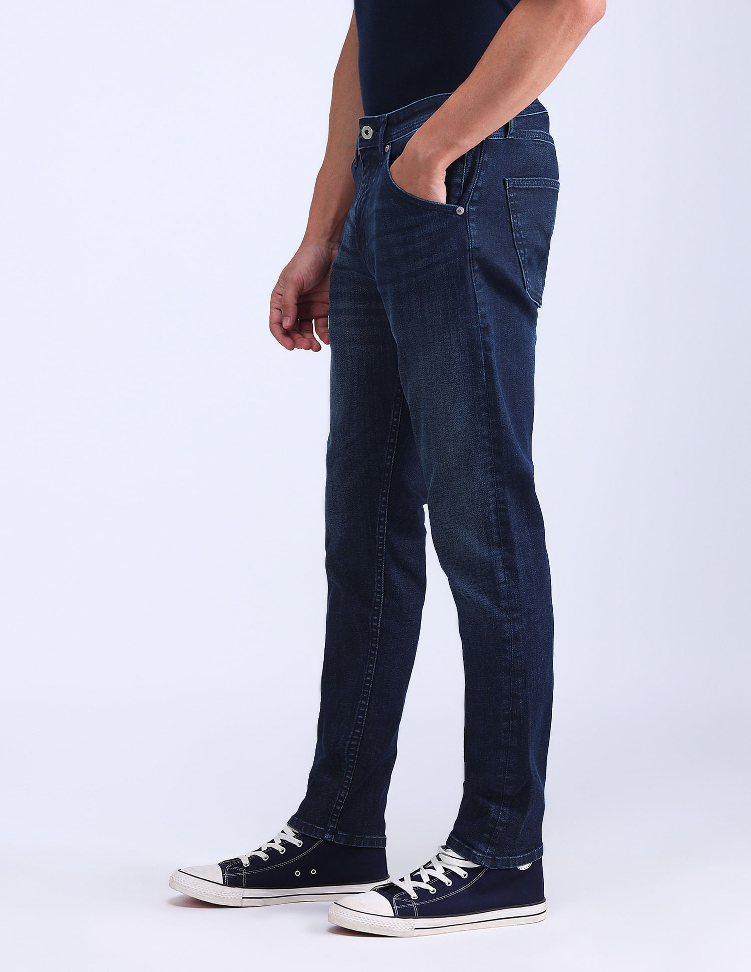 Flying Machine Slash Slim Tapered Washed Jeans