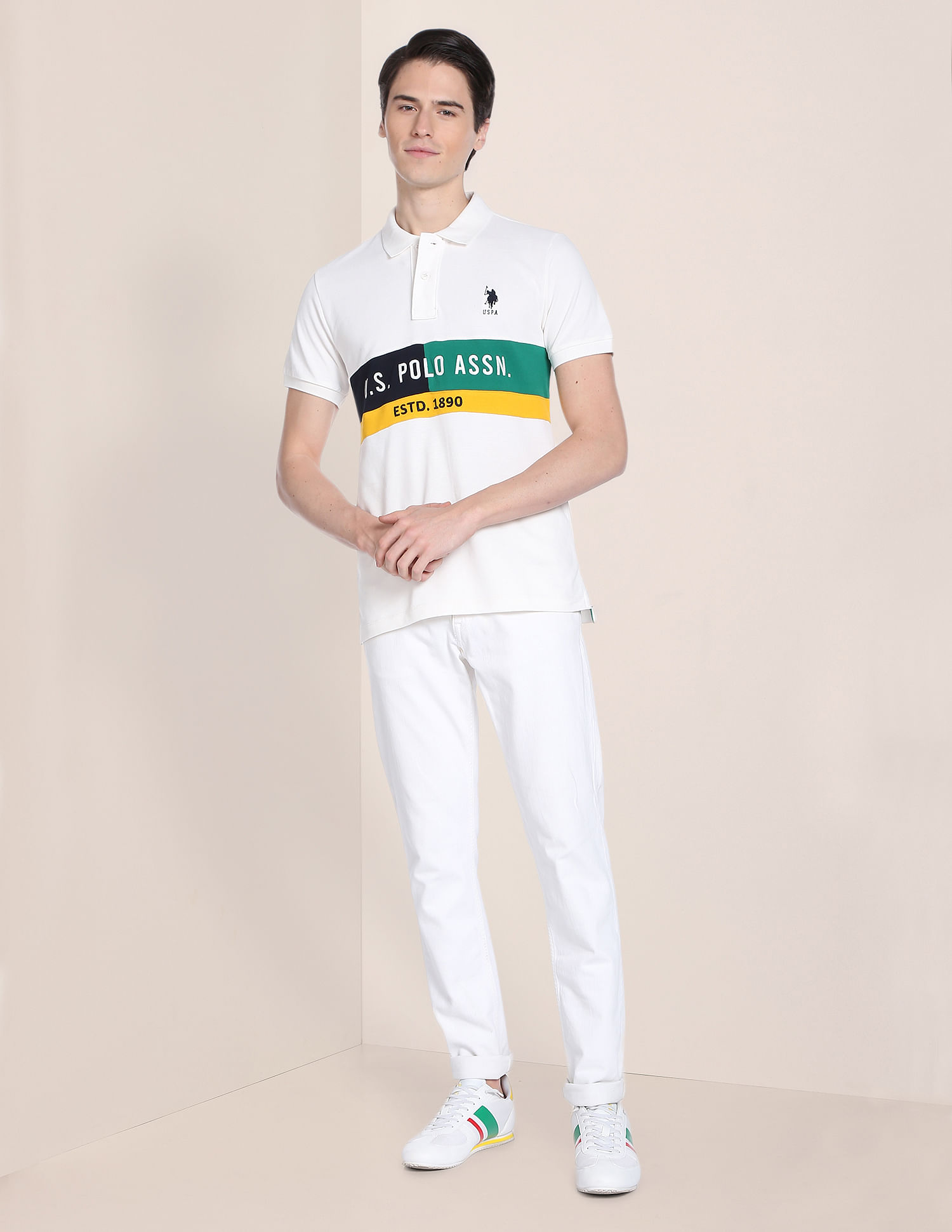 U.S. Polo Assn. Panelled Brand Embroidery Polo Shirt