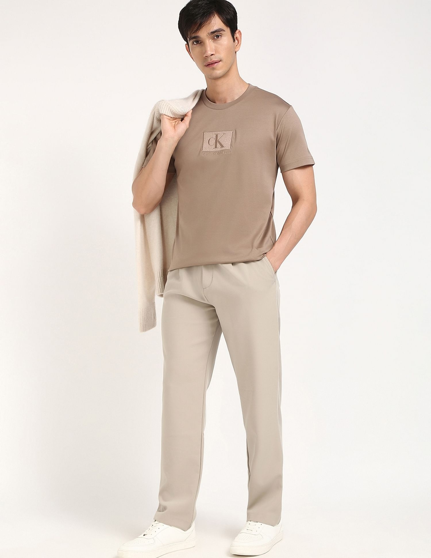 Calvin Klein Jeans Embroidered Logo Regular-Fit Cotton T Shirt