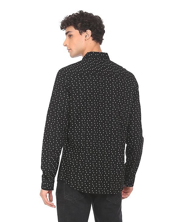 Flying Machine Barrel Cuff Printed Shirt