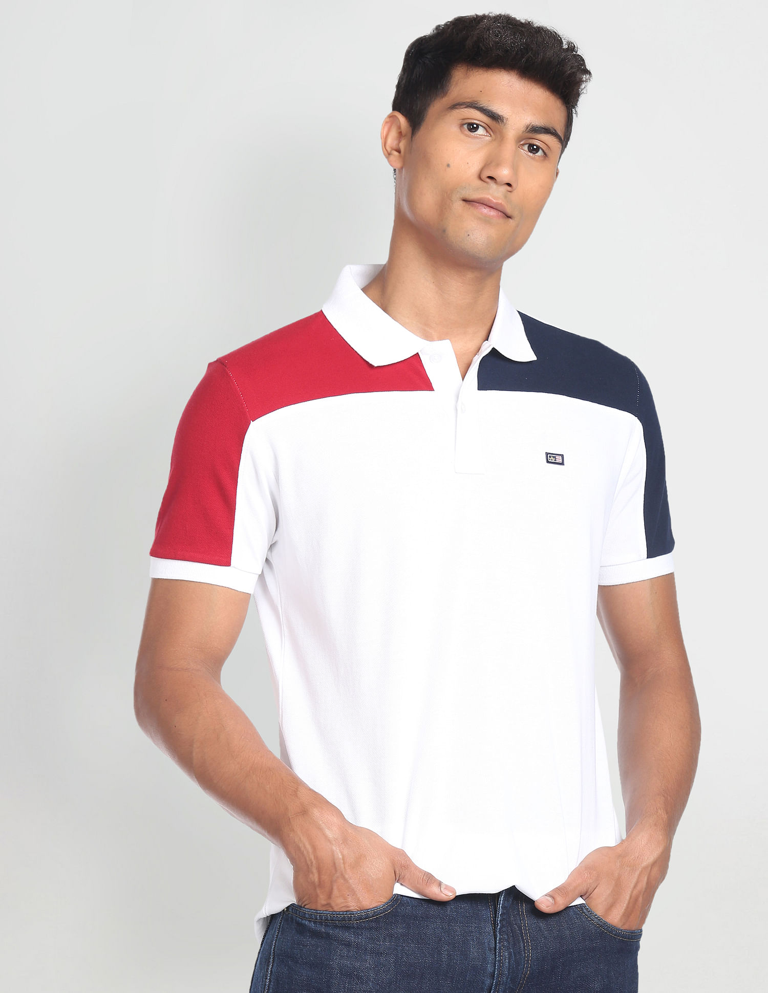 Buy Arrow Sports Colour Block Cotton Polo Shirt NNNOW