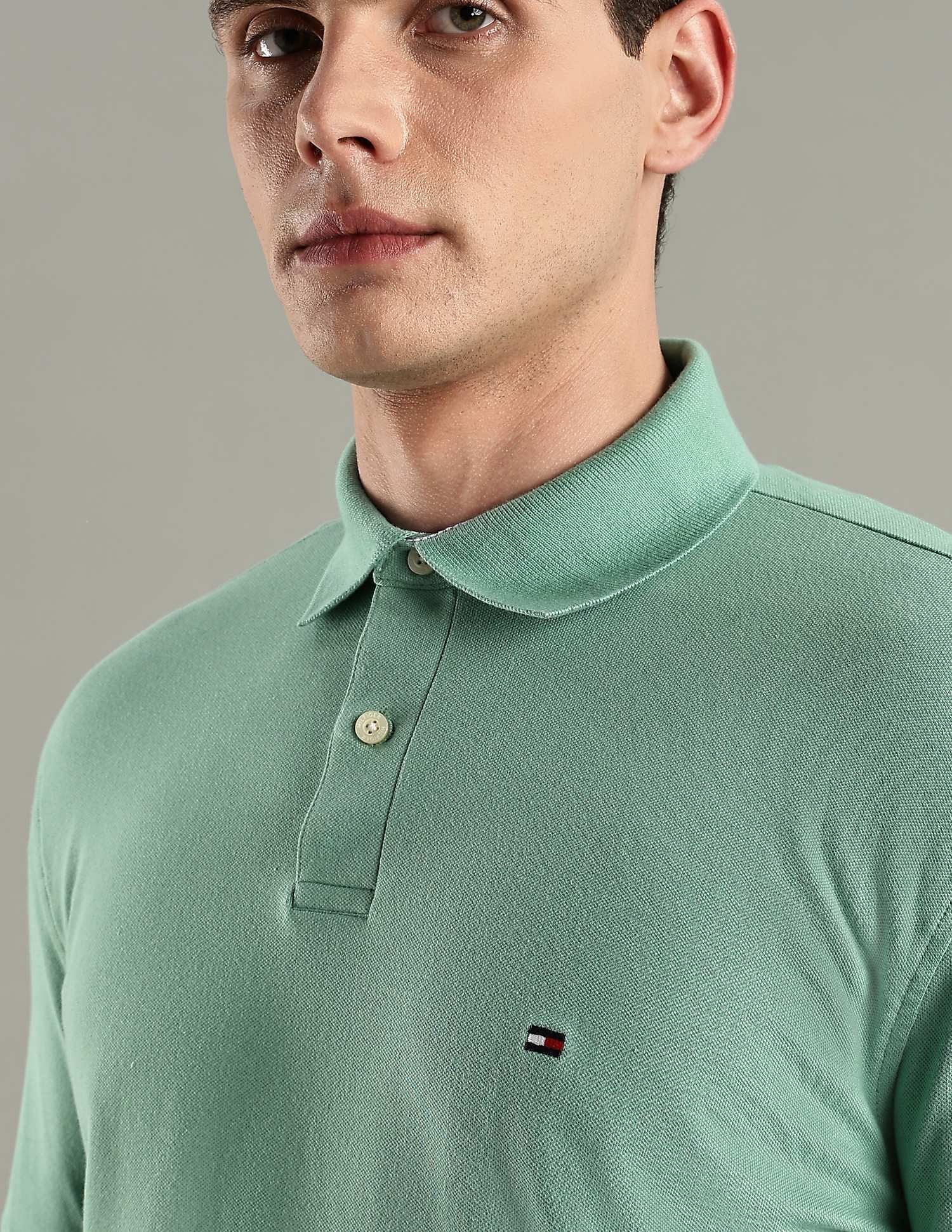 Tommy Hilfiger Solid Regular-Fit Cotton Polo T-Shirt