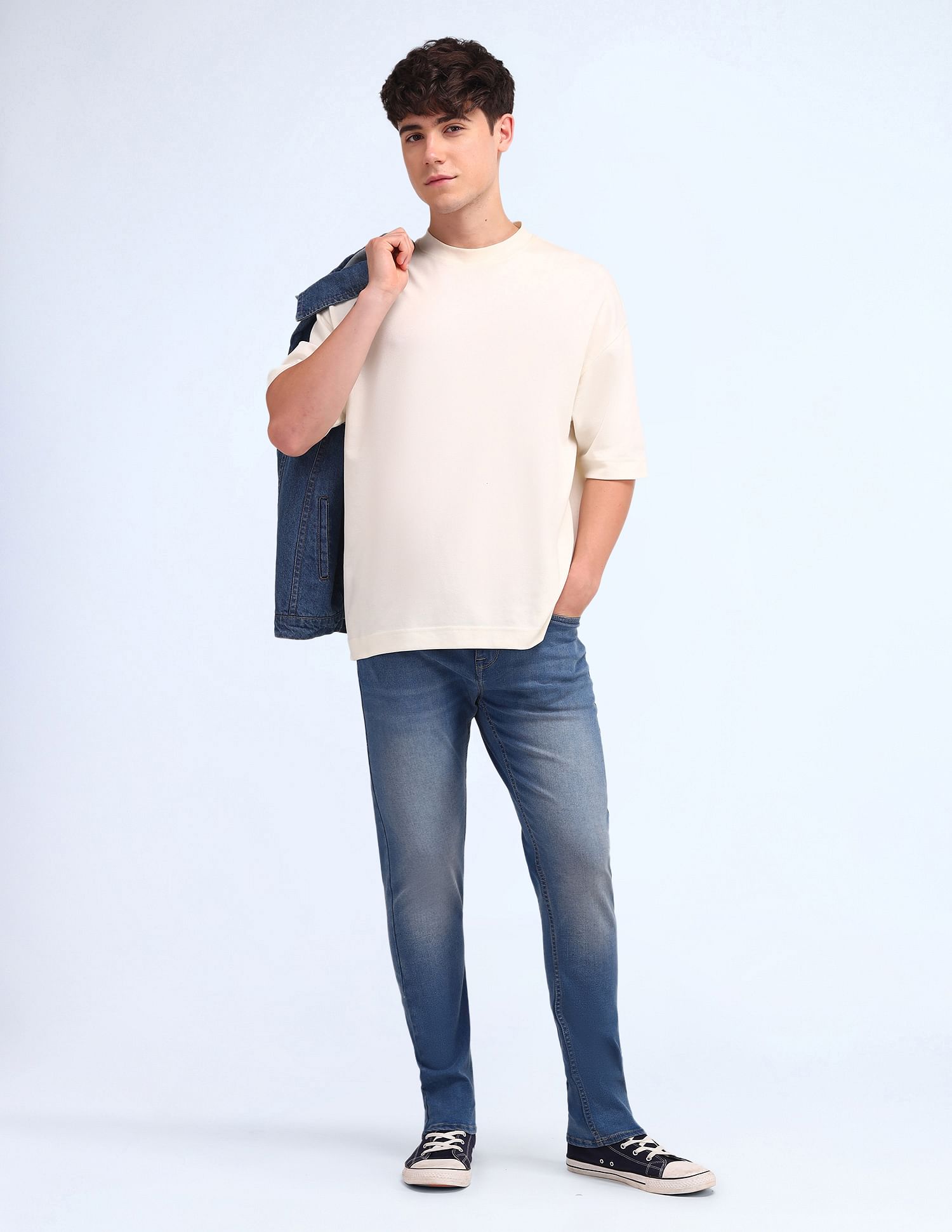 Flying Machine Slash Slim Tapered Fit Blue Jeans