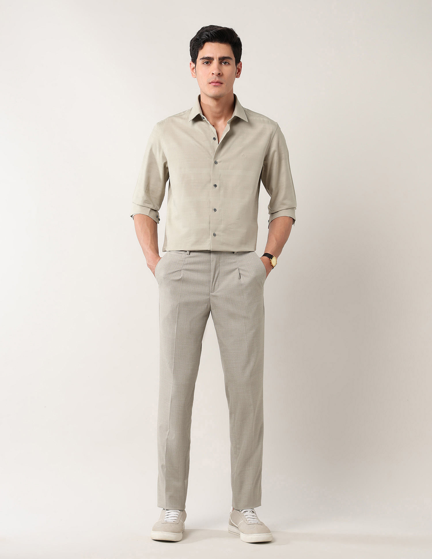 Arrow Newyork Textured Dobby Autoflex Trousers