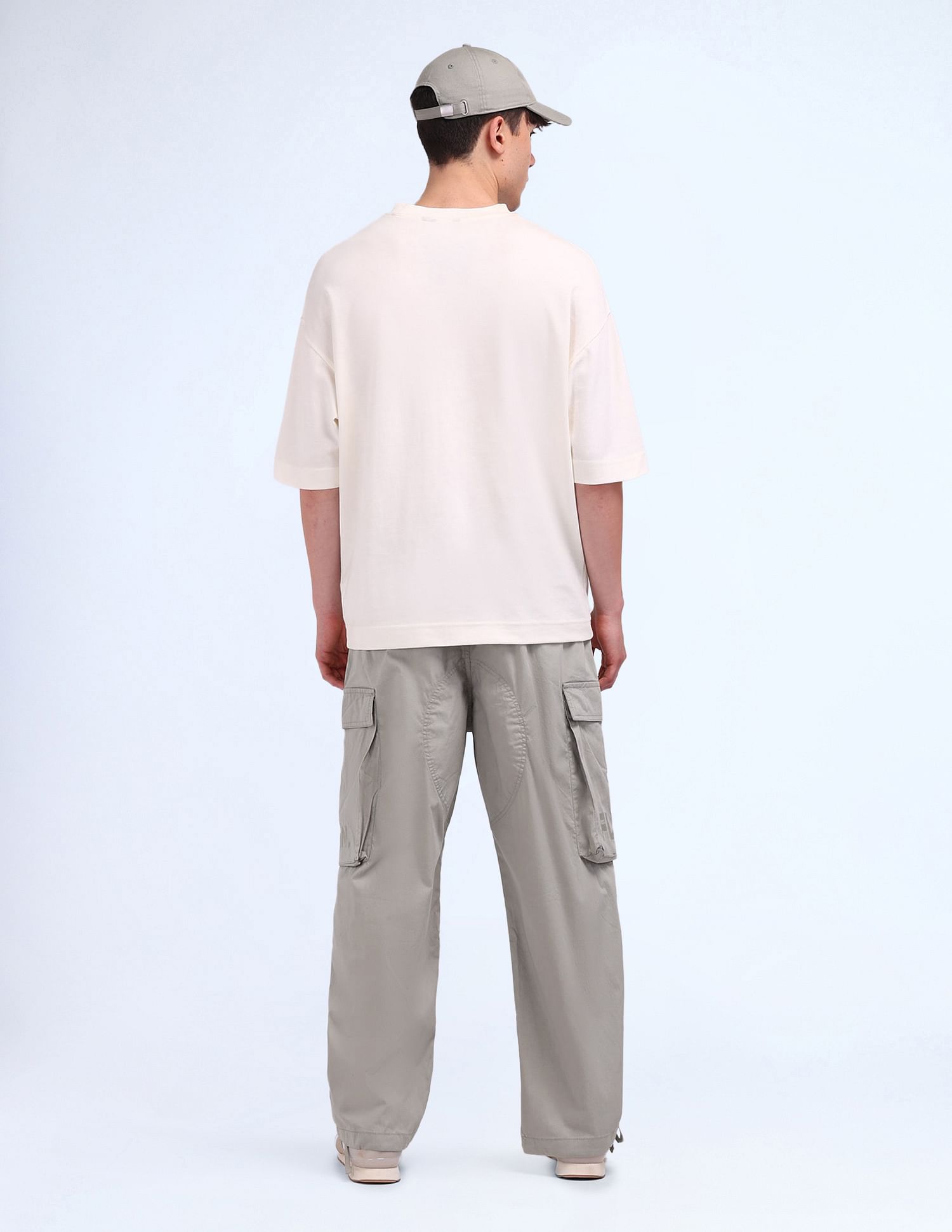 Flying Machine Relaxed Fit Solid Cargo Trousers