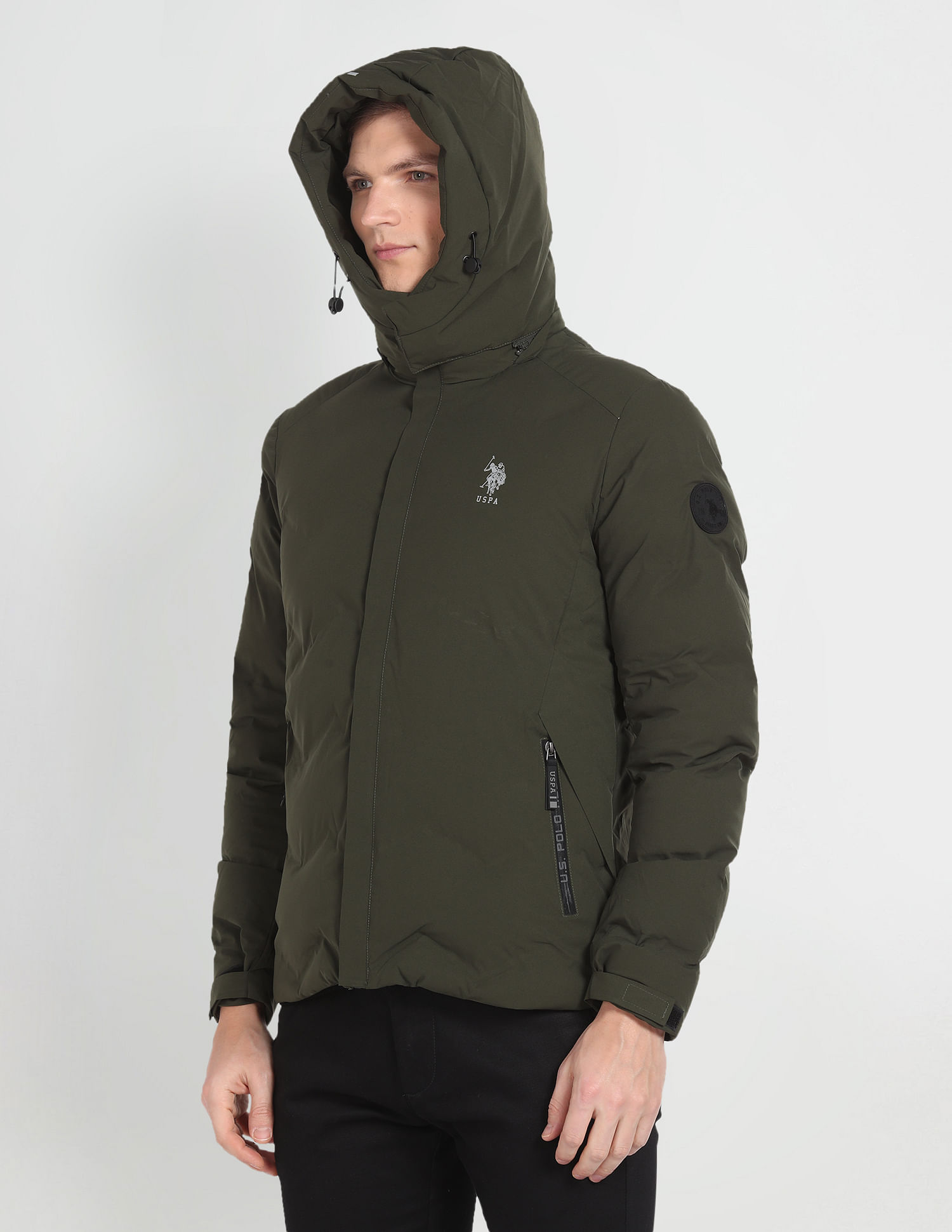 U.S. Polo Assn. Denim Co. High Neck Solid Puffer Jacket