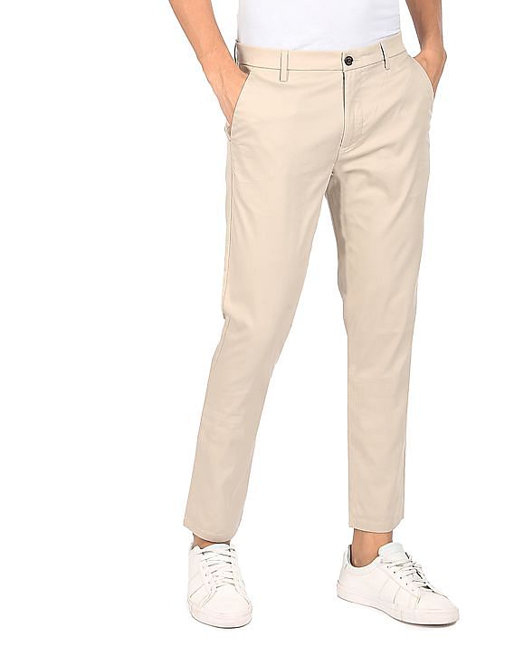 Arrow Casual Trousers  Buy Arrow Men Beige Mid Rise Solid Casual Trousers  Online  Nykaa Fashion