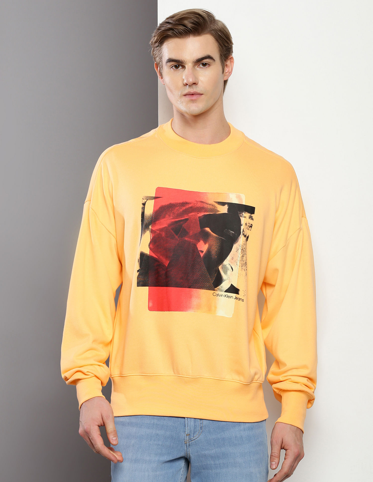 Calvin Klein Layered Photo Print Oversized Sweatshirt