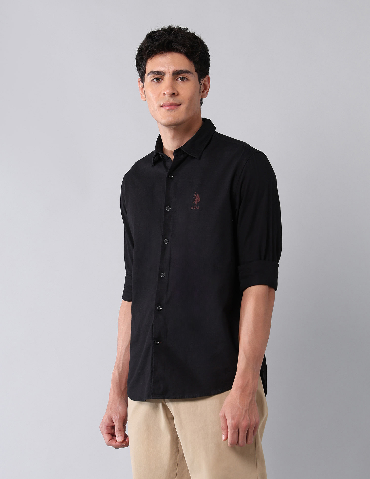 U.S. Polo Assn. Denim Co. Pure Cotton Regular Fit Dobby Shirt