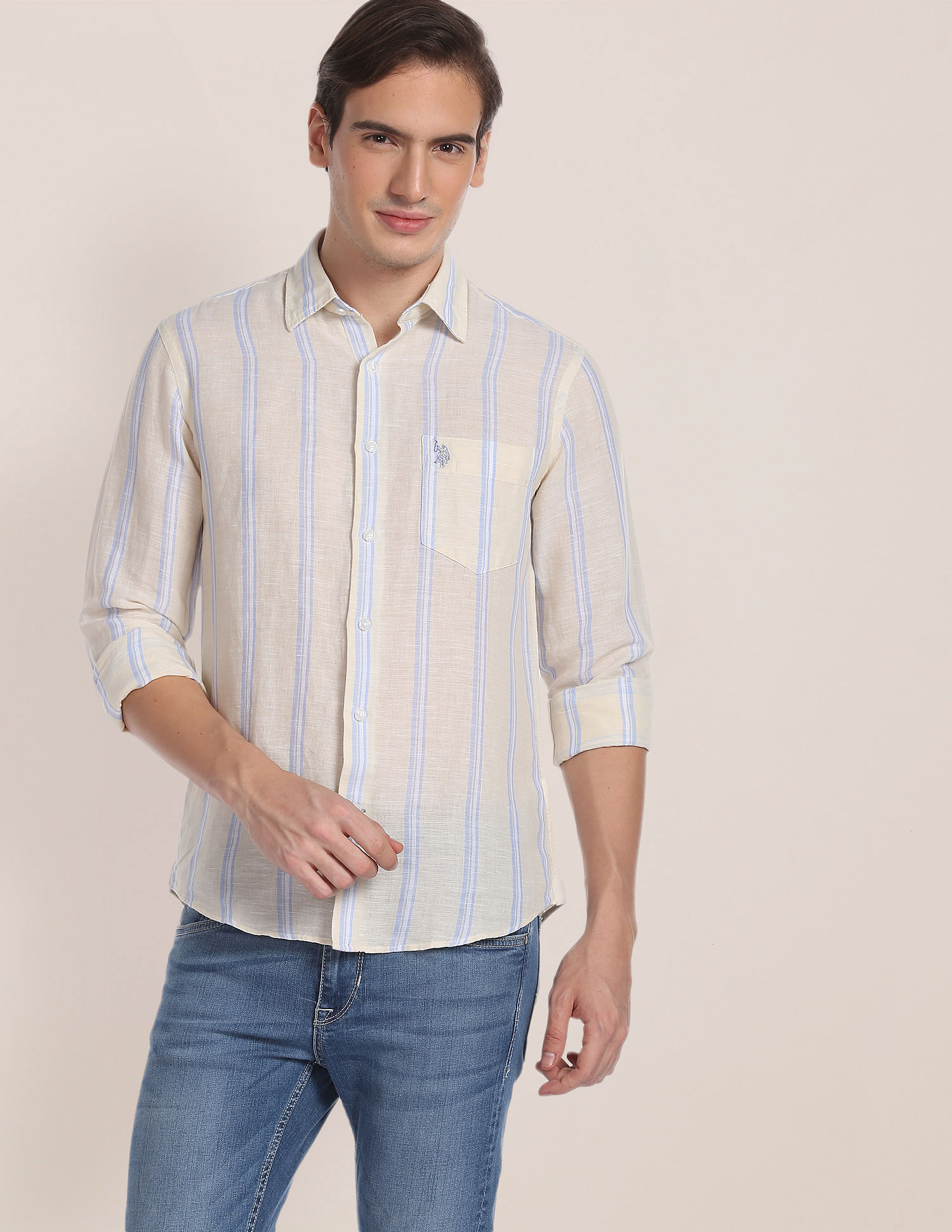 U.S. Polo Assn. Iconic Linen Cotton Stripe Shirt