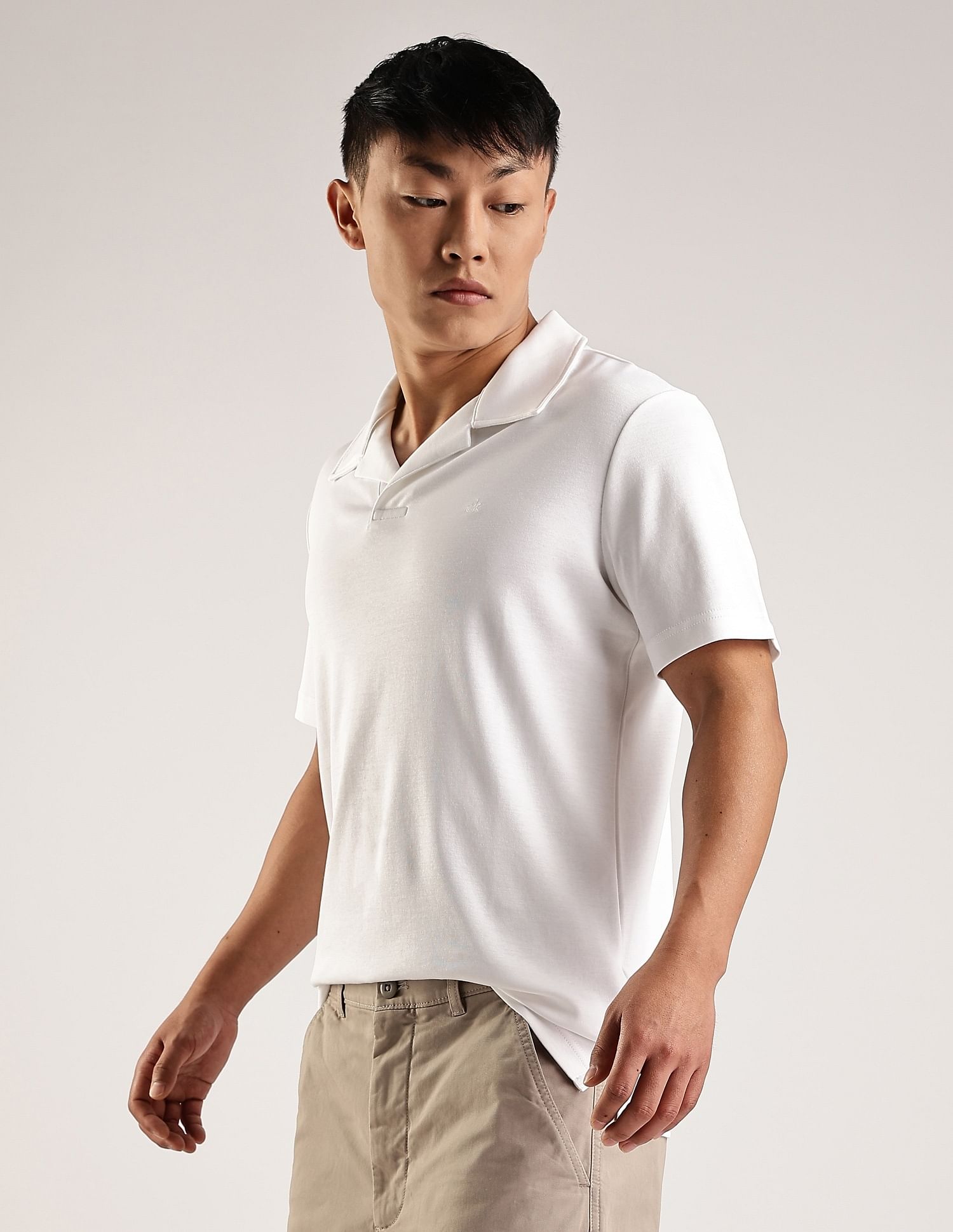 Calvin Klein Jeans Solid Slim-Fit Cotton Polo T-Shirt
