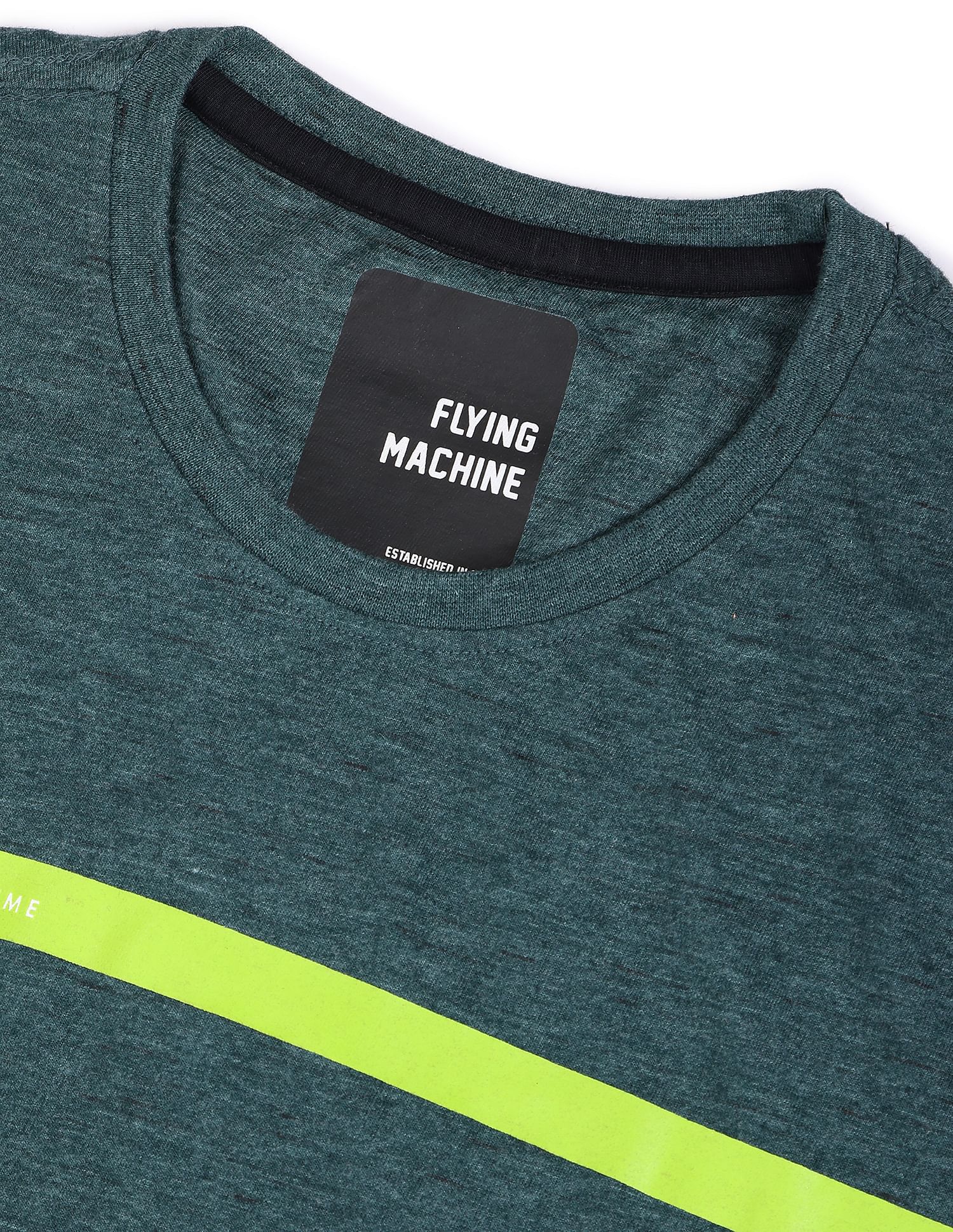 Flying Machine Crew Neck Brand Stripe Heathered T-Shirt