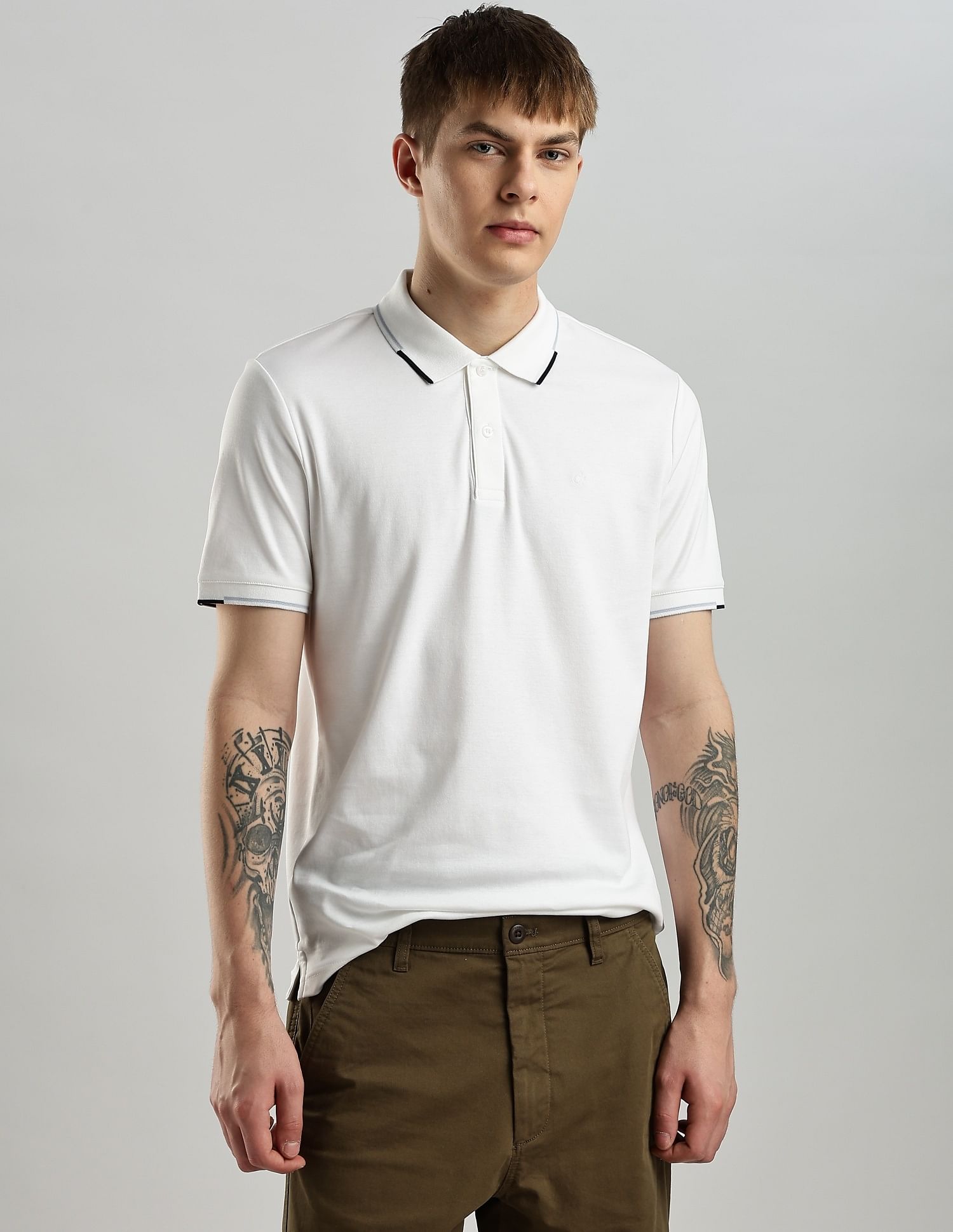 Calvin Klein Jeans Solid Slim Fit Cotton Polo Shirt
