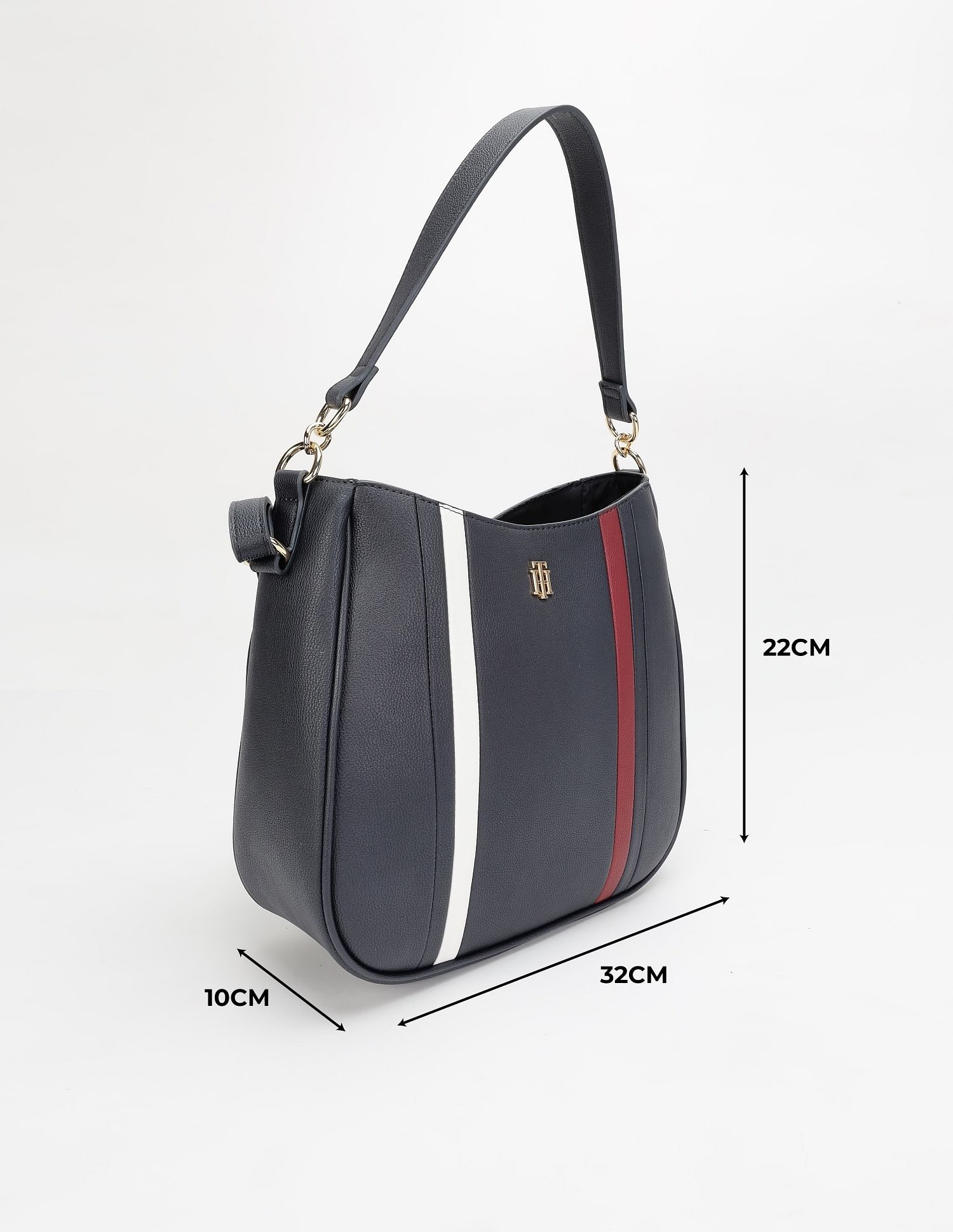 Tommy Hilfiger Striped Navy Pu Handbag