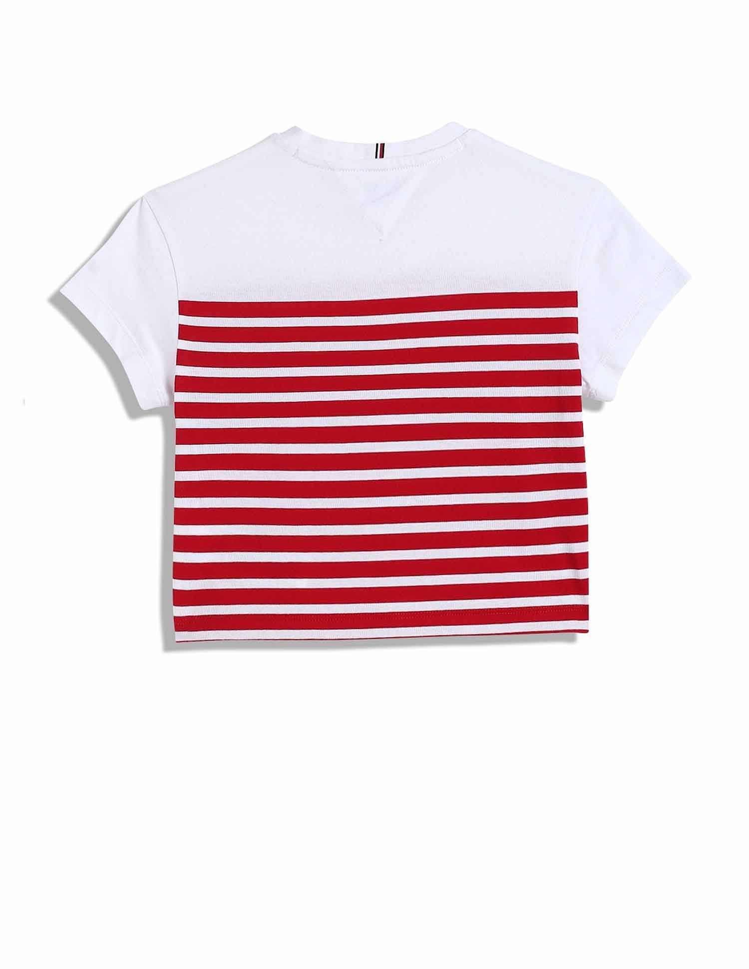 Tommy Hilfiger Kids Girls Striped Relaxed-Fit Cotton T-Shirt