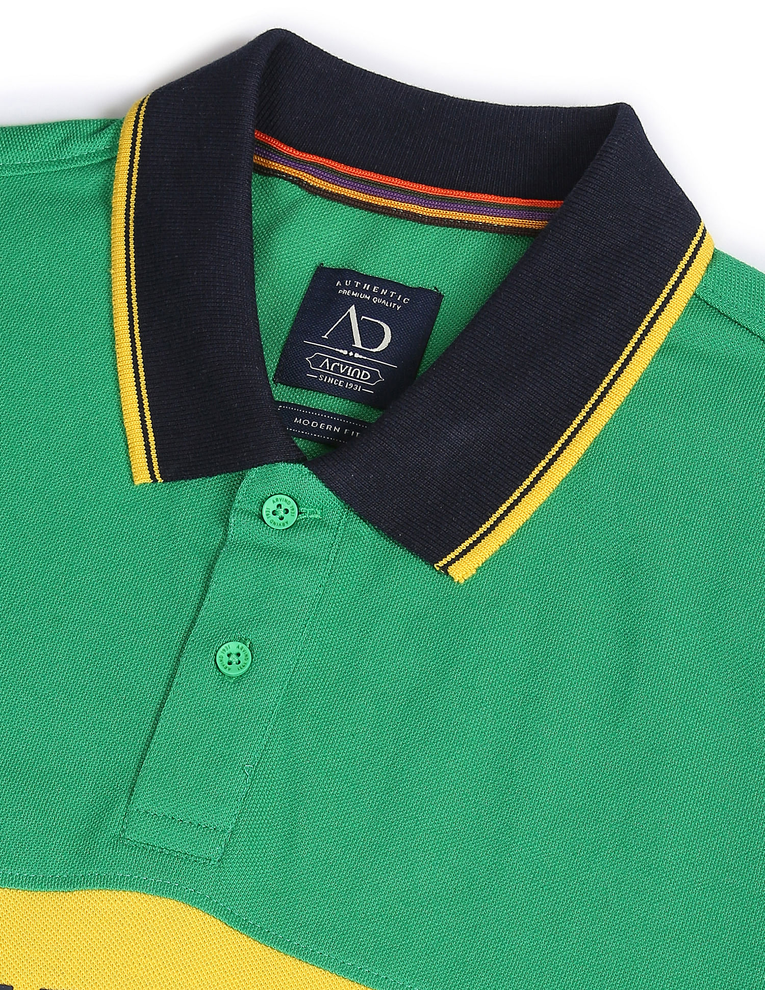 AD by Arvind Cotton Colour Block Polo Shirt